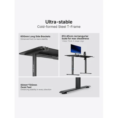 ANDA SEAT DESK XTREME-E 1.4m, Adjustable Height, Black