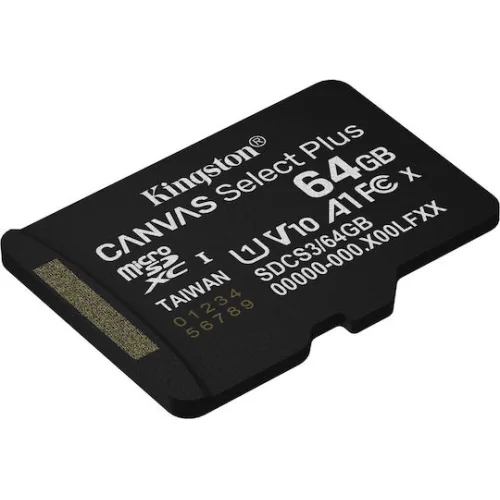KINGSTON Memory Card MicroSD Canvas Select Plus SDCS3/64GBSP, Class 10