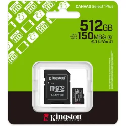 Kingston Canvas Select Plus microSDHC 512GB U3 V30 A1 UHS-I 150MB/s με αντάπτορα