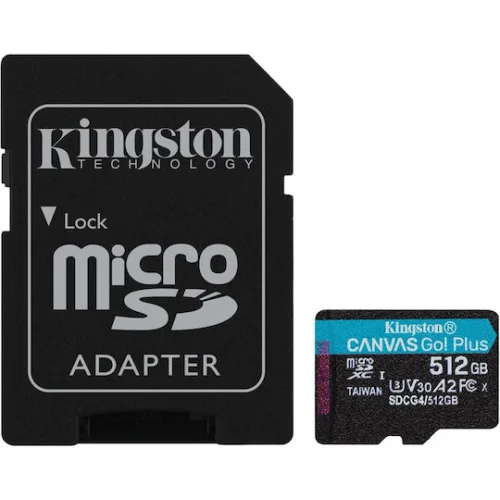 KINGSTON Memory Card SDCG4/512GB Canvas Go PLUS Class 10, UHS-I, U3, V30, A2