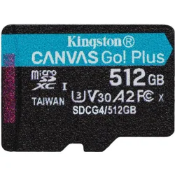 Kingston Canvas Go Plus SDXC 512GB U3 V30 A2 UHS-I 200MB/s με αντάπτορα