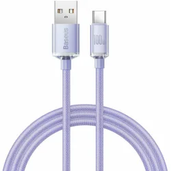 Baseus Crystal Shine Braided USB 2.0 Cable USB-C male - USB-A 100W PD Μωβ 1.2m CAJY000405
