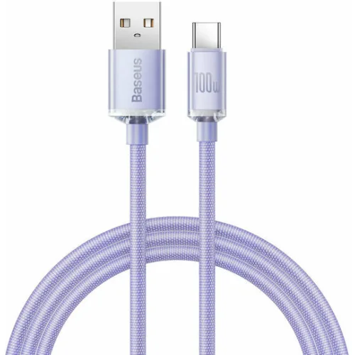 Baseus Crystal Shine Braided USB 2.0 Cable USB-C male - USB-A 100W PD Μωβ 1.2m CAJY000405