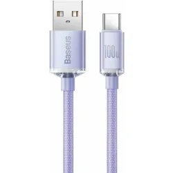 Baseus Crystal Shine Braided USB 2.0 Cable USB-C male - USB-A 100W PD Μωβ 1.2m CAJY000405