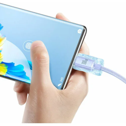 Baseus Crystal Shine Braided USB 2.0 Cable USB-C male - USB-A 100W PD Μωβ 1.2m CAJY000405