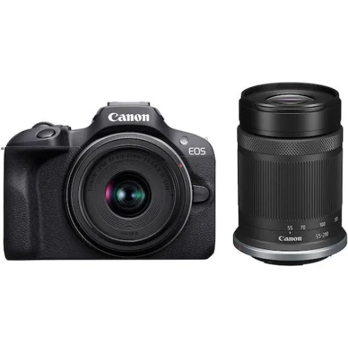 Canon EOS R100 Mirrorless Φωτογραφική Μηχανή Kit (RF-S 18-45mm f/4.5-6.3 IS STM + RF-S 55-210mm f/5-7.1 IS STM) Μαύρη