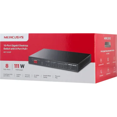 Mercusys 10-Port Gigabit Desktop Switch with 8-Port PoE+ (MS110GMP) (MERMS110GMP)