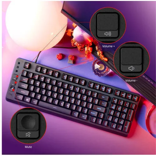 HyperX Eve 1800 Membrane Compact Gaming Keyboard RGB (US Layout) - Black - B7JE0AA