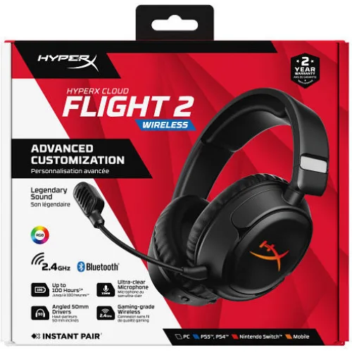 HyperX Cloud Flight 2 Wireless Over Ear Gaming Headset Black - B5VC4AA