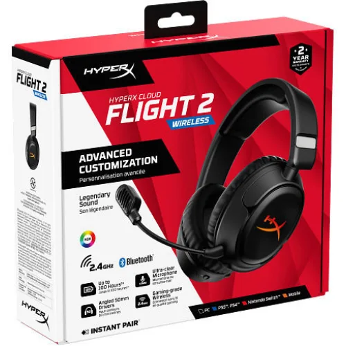 HyperX Cloud Flight 2 Wireless Over Ear Gaming Headset Black - B5VC4AA