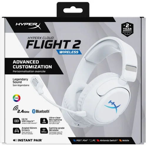 HyperX Cloud Flight 2 - Wireless Gaming Headset (White)