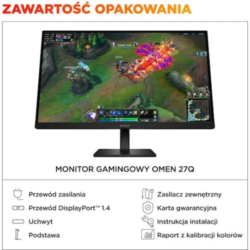 HP OMEN 27q G2 IPS HDR Gaming Monitor 27" QHD 2560x1440 180Hz με Χρόνο Απόκρισης 1ms GTG