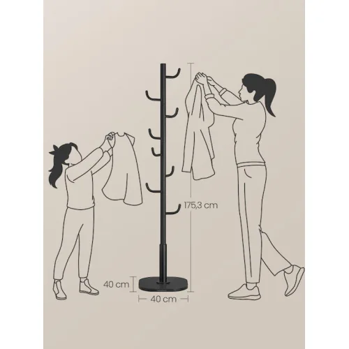 Songmics Κρεμάστρα Δαπέδου ύψους 175 cm με 8 γάντζους - Μαύρο (RCR039B01) (SNGRCR039B01)