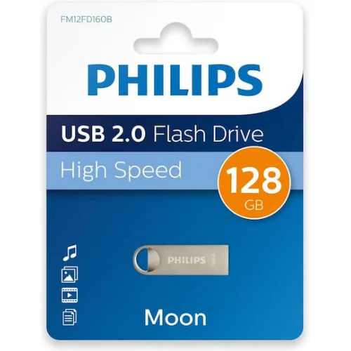 Philips Moon 128GB USB 2.0 Stick Ασημί (FM12FD160B/00) (PHIFM12FD160B-00)