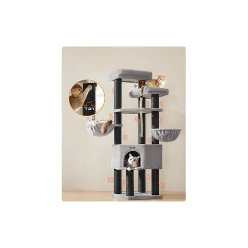 Feandrea Cat Tower XXl, Height 186.7 cm, up to 4 Cats, Σκούρο Γκρι & Μαύρο (PCT008G02) (FEAPCT008G02)