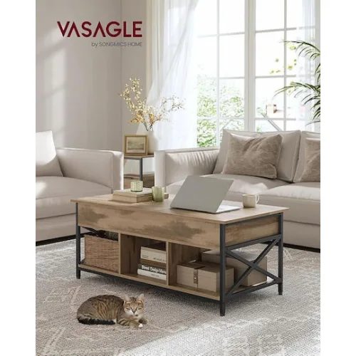 Vasagle τραπέζι καφέ με ανασηκούμενη επιφάνεια, Μαύρο (LCT209B22) (VASLCT209B22)