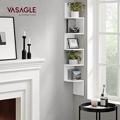 Vasagle Γωνιακή Ξύλινη Ραφιέρα με 5 Ράφια 20 x 20 x 127.5 cm Χρώματος Λευκό  (LBC20WT) (VASLBC20WT)