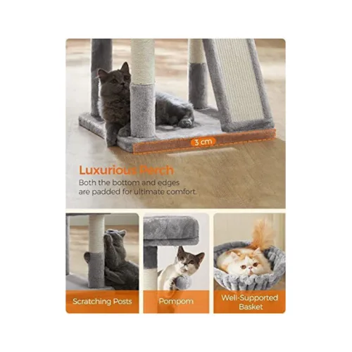 Feandrea Cat Tower, Height 110 cm, up to 3 cats (PCT52W) (FEAPCT52W)