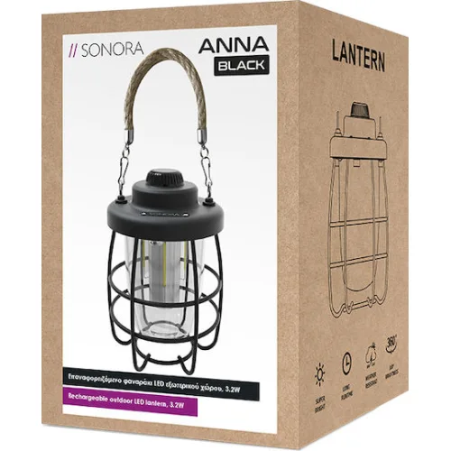 Sonora Φανάρι Led Επαναφορτιζόμενο για Camping 170lm 3.2W ΜαύροΚωδικός: 230-0096