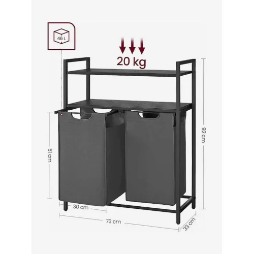 Vasagle Καλάθι Απλύτων Μεταλλικό 73x33x92cm Γκρι (BLH211G01) (VASBLH211G01)