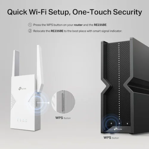 TP-Link BE3600 Dual-Band Wi-Fi 7 Range Extender (RE235BE (TPRE235BE)
