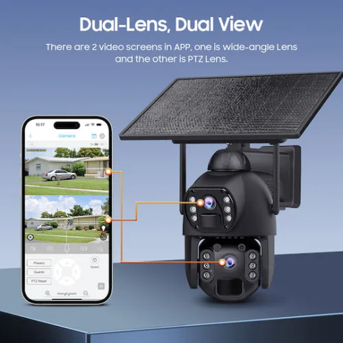 SECTEC smart ηλιακή κάμερα ST-536-6MAOV-4G-EU, dual lens, 3MP, 4G, SD, PTZ, IP66