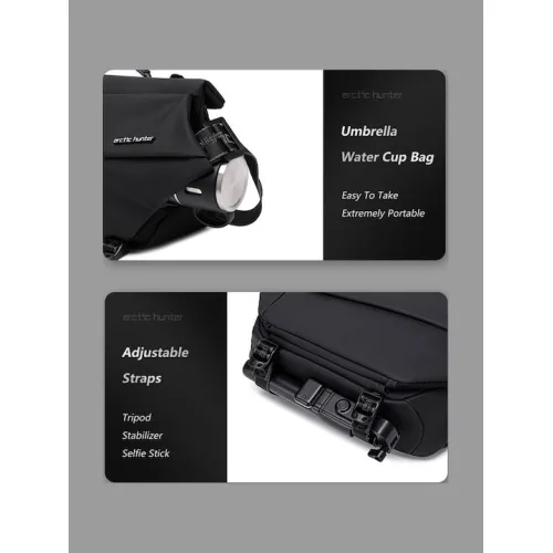 ARCTIC HUNTER τσάντα Crossbody YB00046 με θήκη tablet, 10L, μαύρη