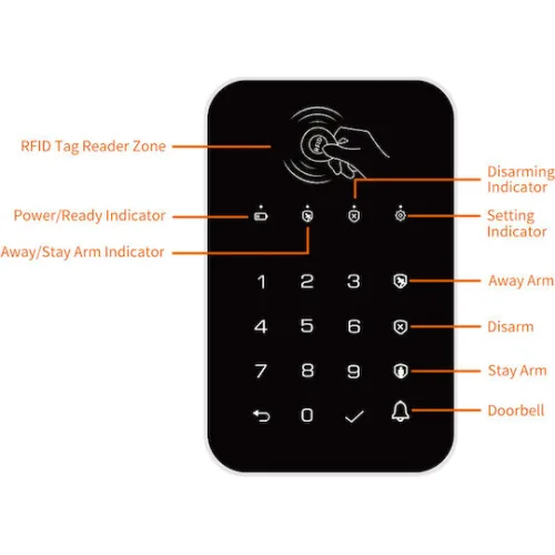 Ασύρματο πληκτρολόγιο συναγερμού K010, αφής, RFID