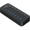 ORICO USB hub CT2U3-7AB με διακόπτες, 7x θυρών, USB 3.0, 5Gbps, USB σύνδεση, μαύρο