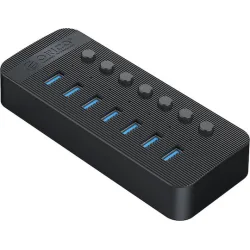 ORICO USB hub CT2U3-7AB με διακόπτες, 7x θυρών, USB 3.0, 5Gbps, USB σύνδεση, μαύρο
