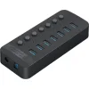ORICO USB hub CT2U3-7AB με διακόπτες, 7x θυρών, USB 3.0, 5Gbps, USB σύνδεση, μαύρο