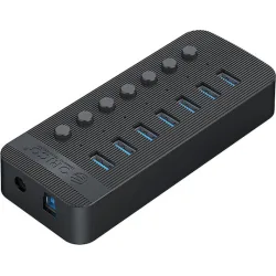 ORICO USB hub CT2U3-7AB με διακόπτες, 7x θυρών, USB 3.0, 5Gbps, USB σύνδεση, μαύρο