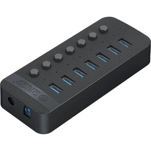 ORICO USB hub CT2U3-7AB με διακόπτες, 7x θυρών, USB 3.0, 5Gbps, USB σύνδεση, μαύρο