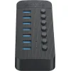 ORICO USB hub CT2U3-7AB με διακόπτες, 7x θυρών, USB 3.0, 5Gbps, USB σύνδεση, μαύρο