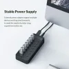 ORICO USB hub CT2U3-7AB με διακόπτες, 7x θυρών, USB 3.0, 5Gbps, USB σύνδεση, μαύρο