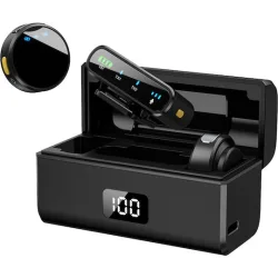 UPTECH ασύρματα μικρόφωνα UPW-M9MAX με θήκη φόρτισης, USB-C, 2.4GHz, μαύρο