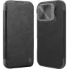 NILLKIN θήκη Qin Prop Leather για iPhone 16 Pro, δερμάτινη, μαύρη