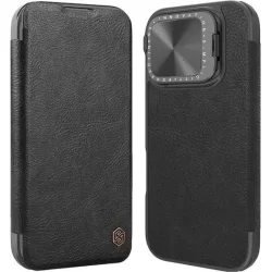 NILLKIN θήκη Qin Prop Leather για iPhone 16 Pro, δερμάτινη, μαύρη