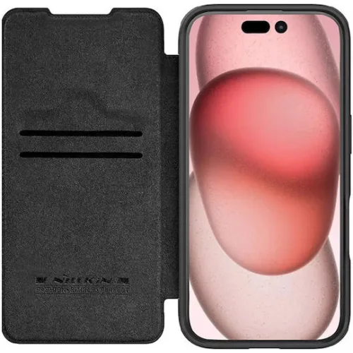 NILLKIN θήκη Qin Prop Leather για iPhone 16 Pro, δερμάτινη, μαύρη