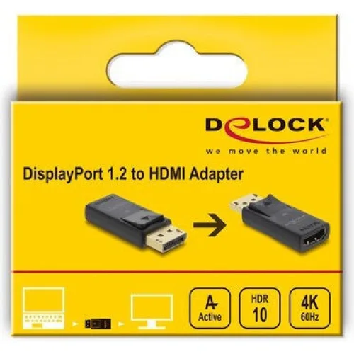 DELOCK αντάπτορας DisplayPort σε HDMI 61086, 4K/60Hz, active, μαύρος