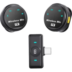 UPTECH ασύρματα μικρόφωνα UPWS-08 με θήκη φόρτισης, USB-C, 2.4GHz, μαύρο