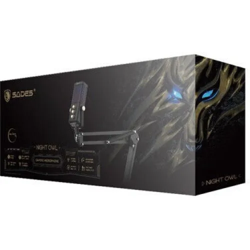 SADES gaming μικρόφωνο Night Owl με βάση γραφείου & επιτραπέζια, καρδιοειδές, USB, μαύρο