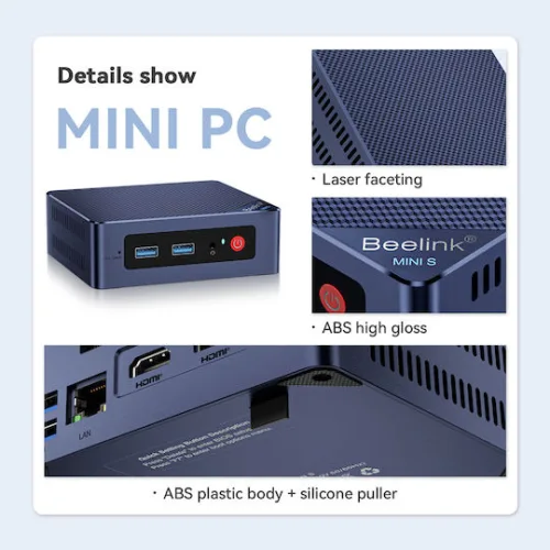 BEELINK mini PC Mini S12 Pro, Intel N100, 12GB, 512GB M.2, Windows 11 Pro