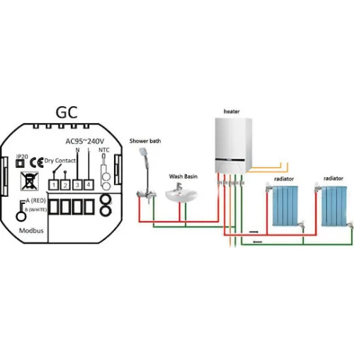Θερμοστάτης αερίου BHT-002-GC, χωνευτός, λευκός