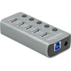 DELOCK USB hub 63262 με διακόπτες, 5x θυρών, 5Gbps, 2.4A, γκρι