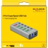 DELOCK USB hub 63262 με διακόπτες, 5x θυρών, 5Gbps, 2.4A, γκρι