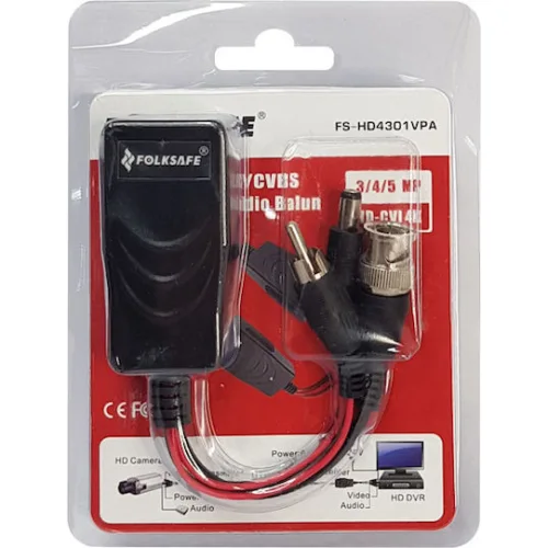 FOLKSAFE video & power balun transmitter FS-HD4301VPA, 4K, audio, RJ45
