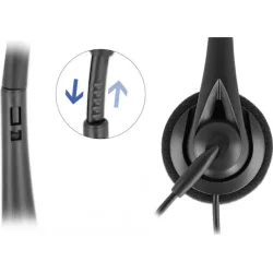 DELOCK headphones με μικρόφωνο 27177, mono, USB, volume control, μαύρα
