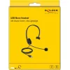 DELOCK headphones με μικρόφωνο 27177, mono, USB, volume control, μαύρα