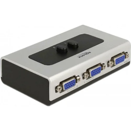 DELOCK VGA switch 87758, 2 σε 1, bidirectional, 1080p/60Hz, ασημί